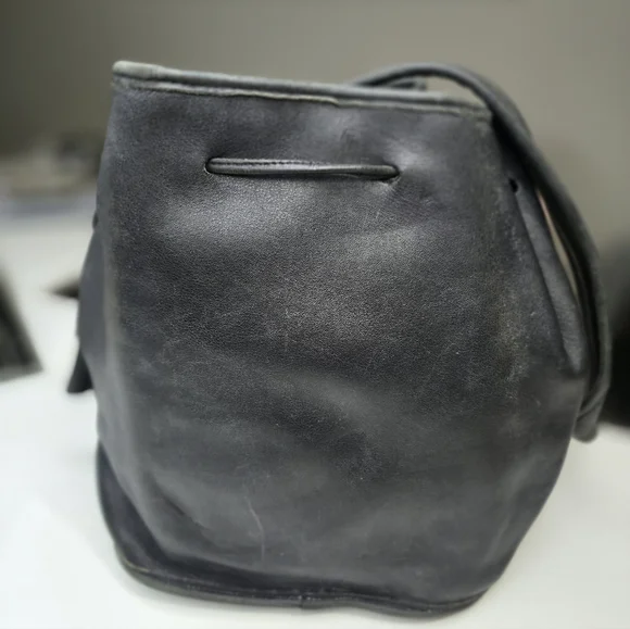 Vintage 90s Coach Lula's Legacy Black Leather Drawstring Bucket Bag [As Is] - Picture 4 of 7